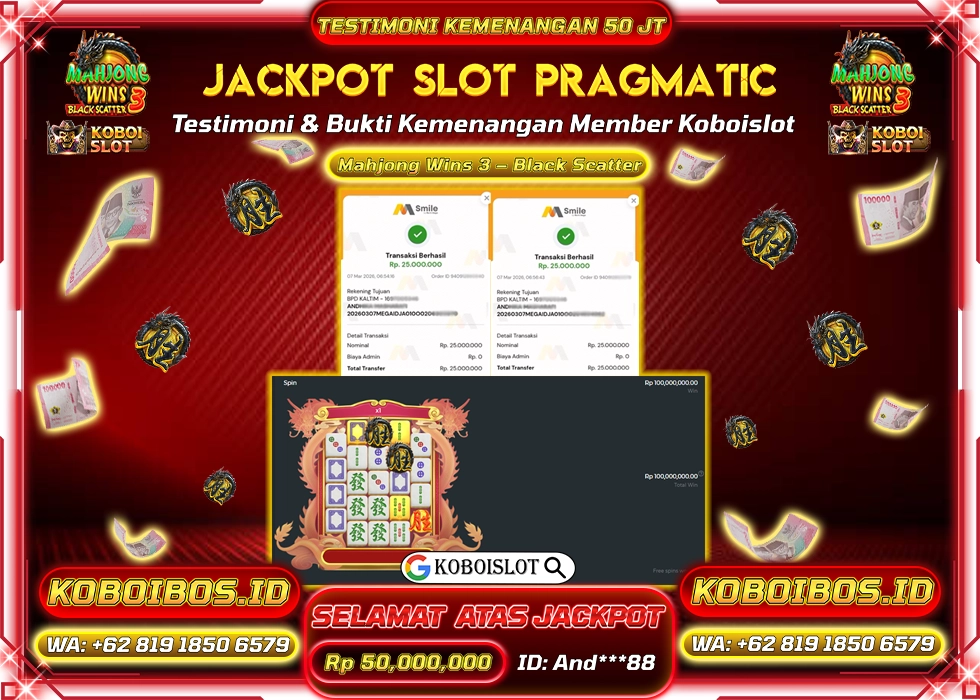 BUKTI KEMENANGAN ID And***88 SLOT GACOR MAHJONG WINS 3 - BLACK SCATTER Rp50.000.000,- LUNAS